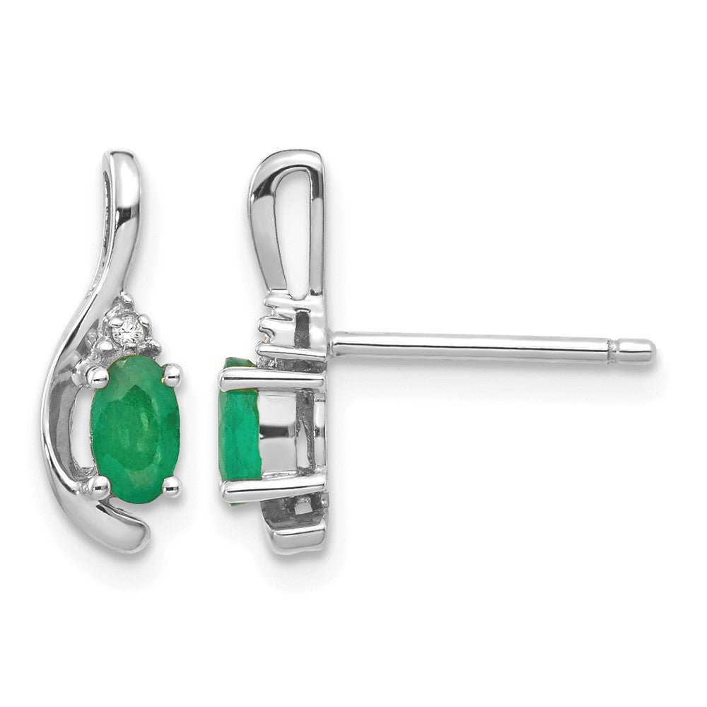 5x3 Oval May/Emerald and Diamond Post Earrings - WBC
