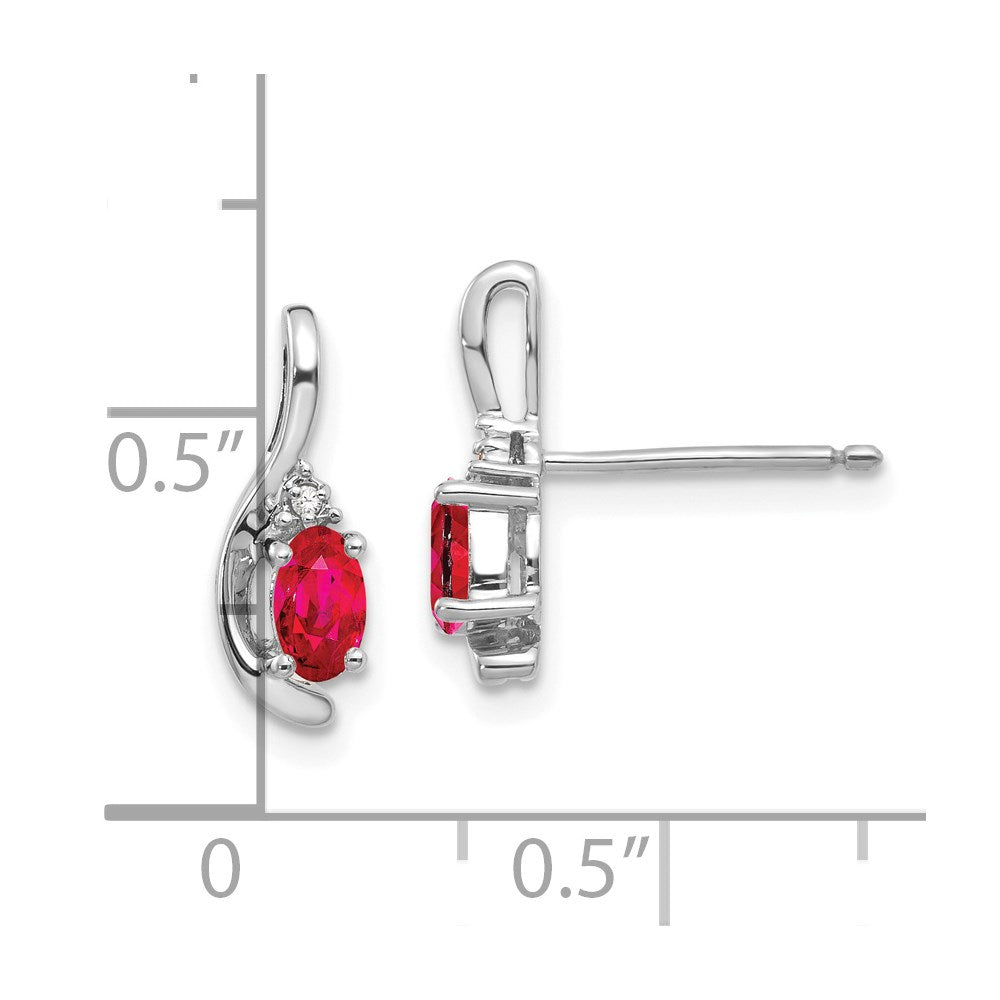 5x3 Oval July/Ruby and Diamond Post Earrings - WBC