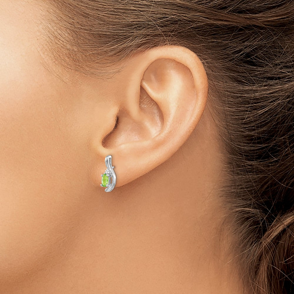 5x3 Oval August/Peridot and Diamond Post Earrings - WBC
