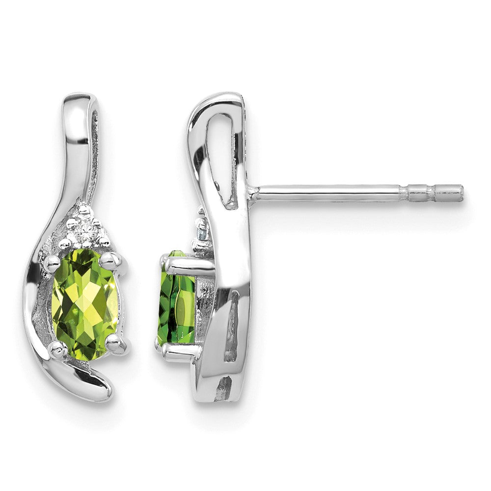 5x3 Oval August/Peridot and Diamond Post Earrings - WBC