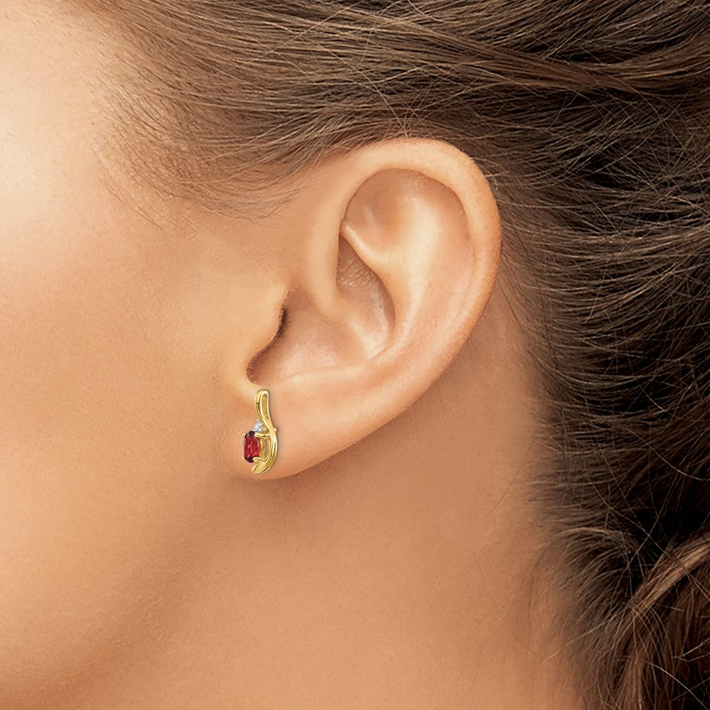 5x3 Oval January/Garnet and Diamond Post Earrings - WBC