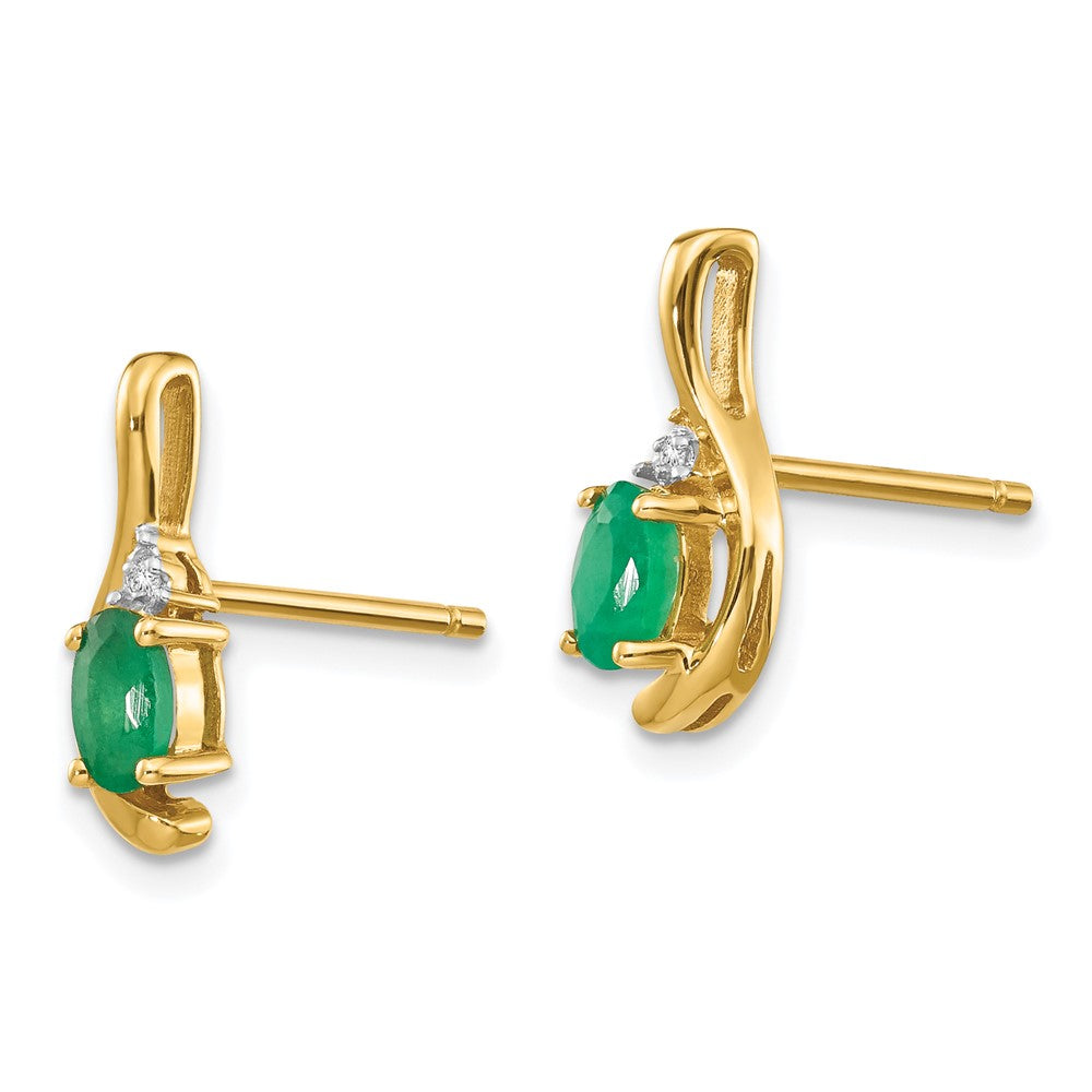 5x3 Oval May/Emerald and Diamond Post Earrings - WBC