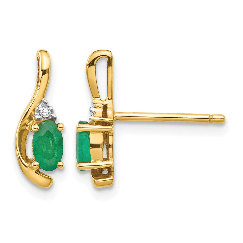 5x3 Oval May/Emerald and Diamond Post Earrings - WBC