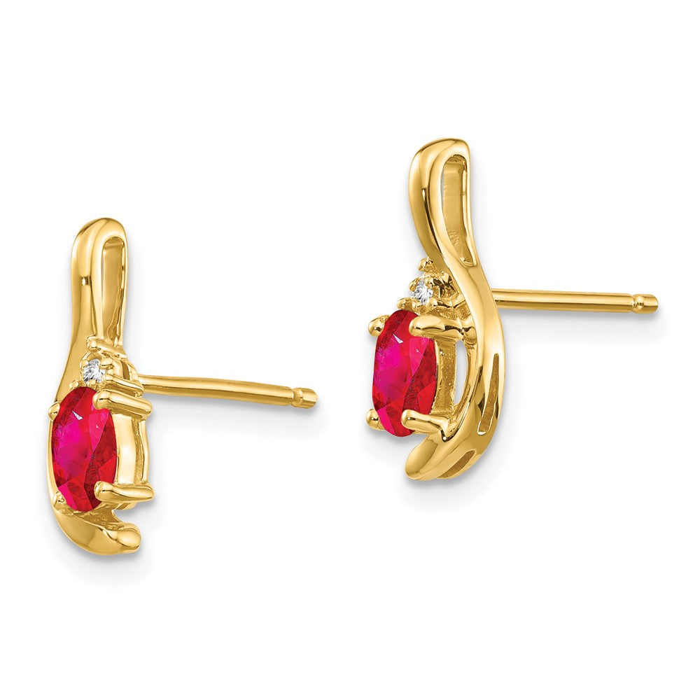 5x3 Oval July/Ruby and Diamond Post Earrings - WBC