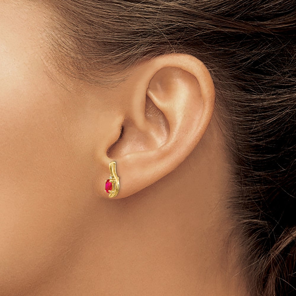 5x3 Oval July/Ruby and Diamond Post Earrings - WBC
