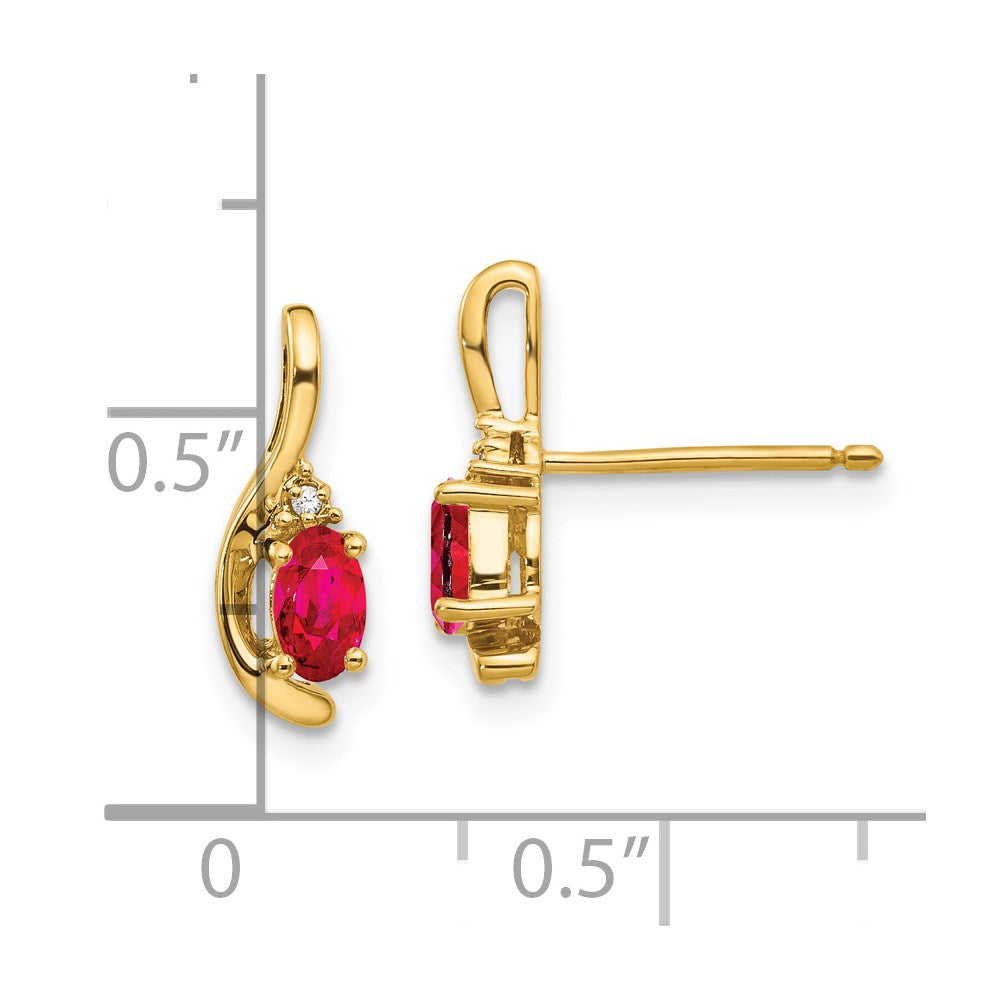 5x3 Oval July/Ruby and Diamond Post Earrings - WBC