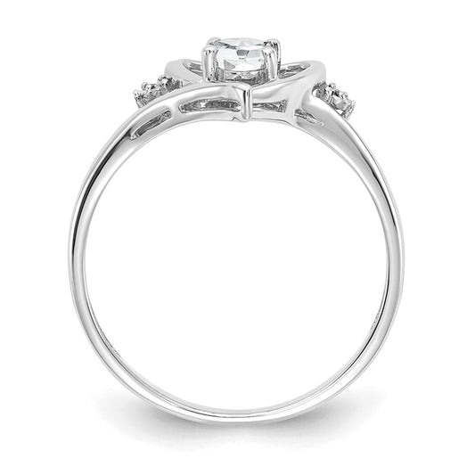 6x4 Oval April/ Topaz and Diamond Heart Ring - WBC