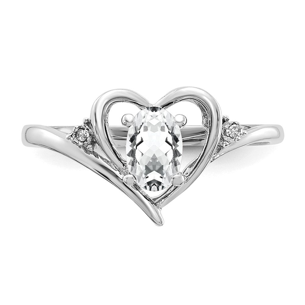 6x4 Oval April/ Topaz and Diamond Heart Ring - WBC