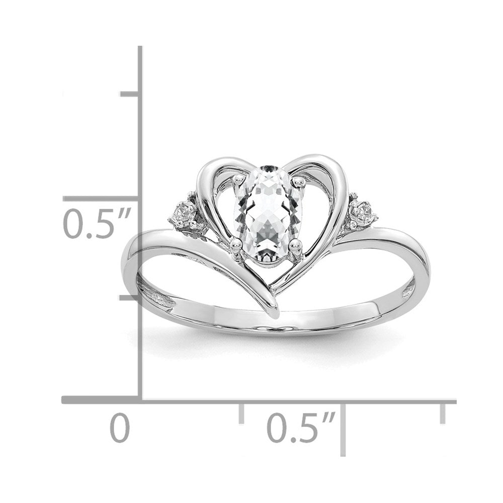 6x4 Oval April/ Topaz and Diamond Heart Ring - WBC