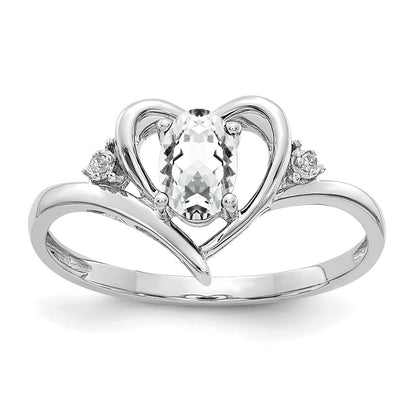 6x4 Oval April/ Topaz and Diamond Heart Ring - WBC