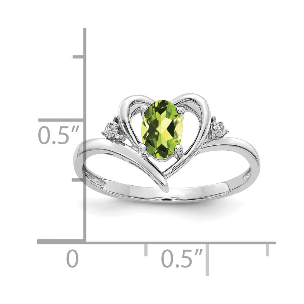 6x4 Oval August/Peridot and Diamond Heart Ring - WBC