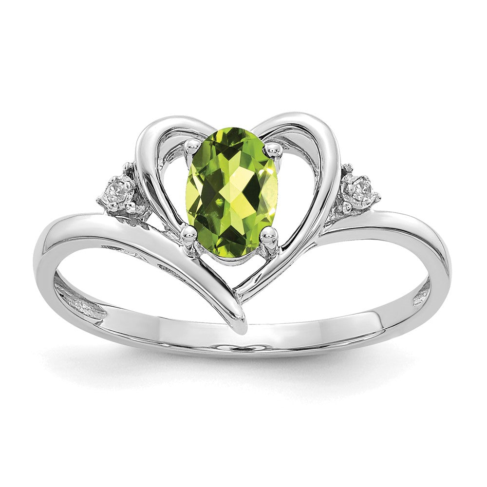 6x4 Oval August/Peridot and Diamond Heart Ring - WBC