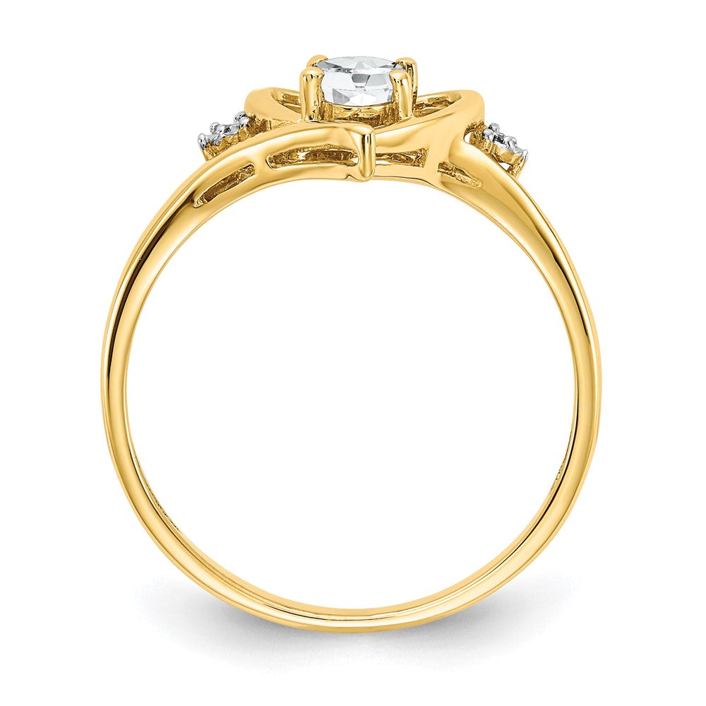 6x4 Oval April/ Topaz and Diamond Heart Ring - WBC