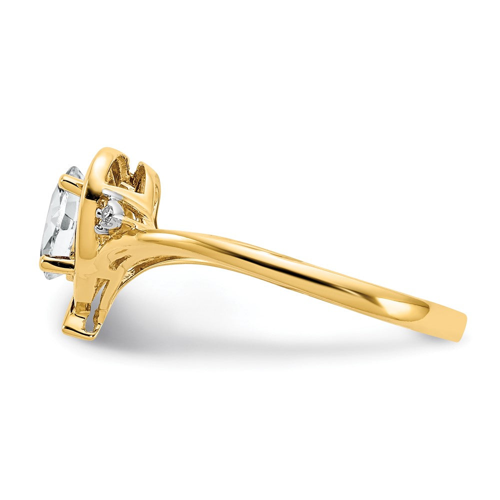 6x4 Oval April/ Topaz and Diamond Heart Ring - WBC