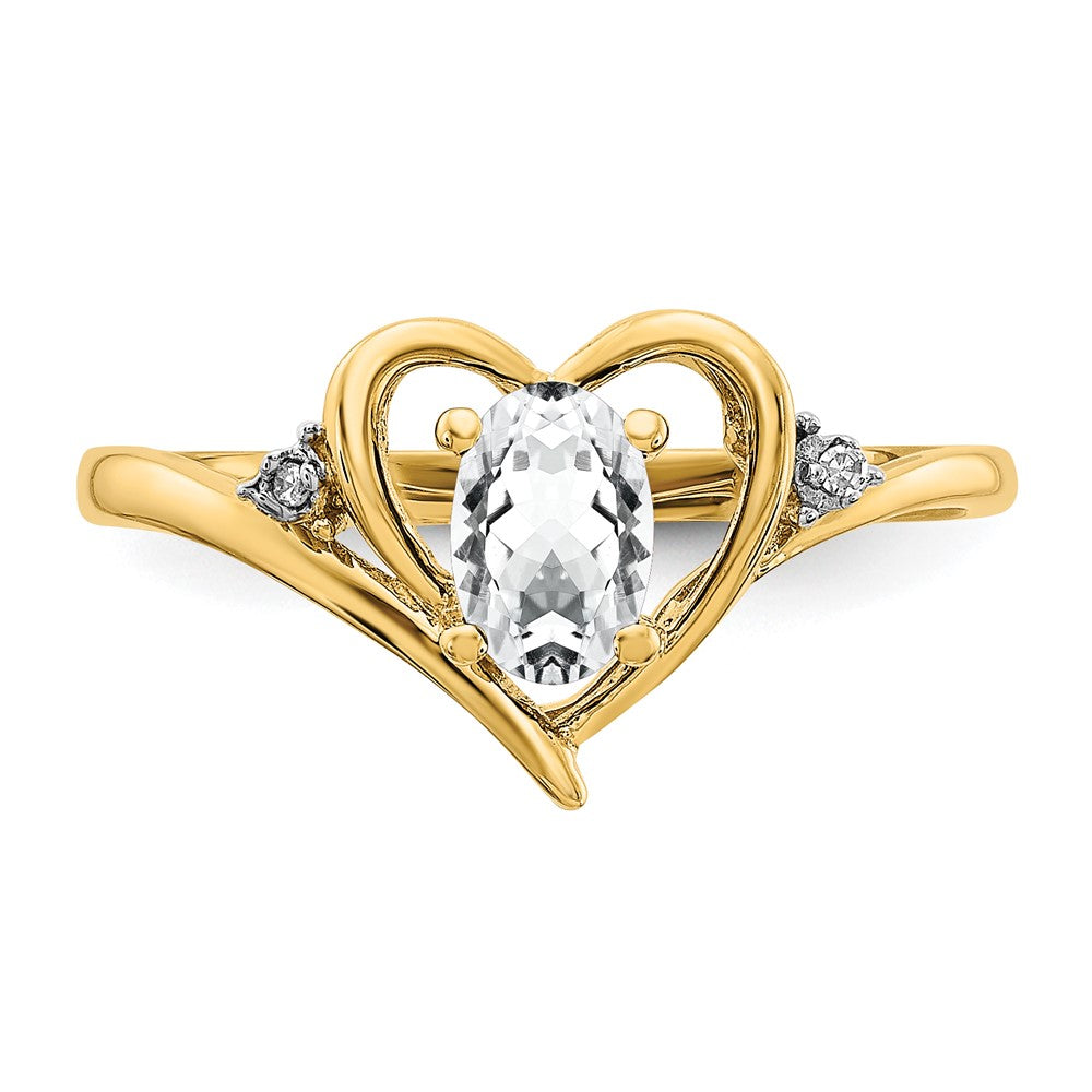 6x4 Oval April/ Topaz and Diamond Heart Ring - WBC