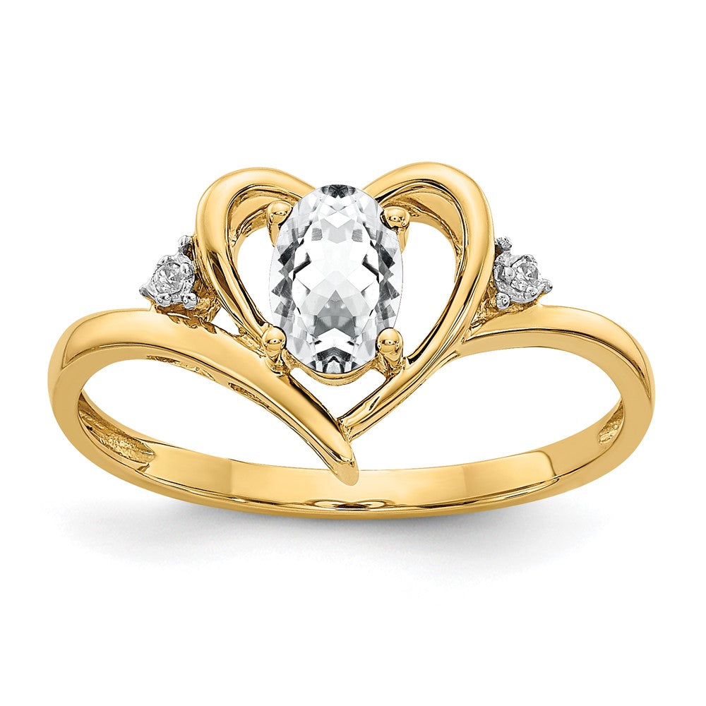 6x4 Oval April/ Topaz and Diamond Heart Ring - WBC