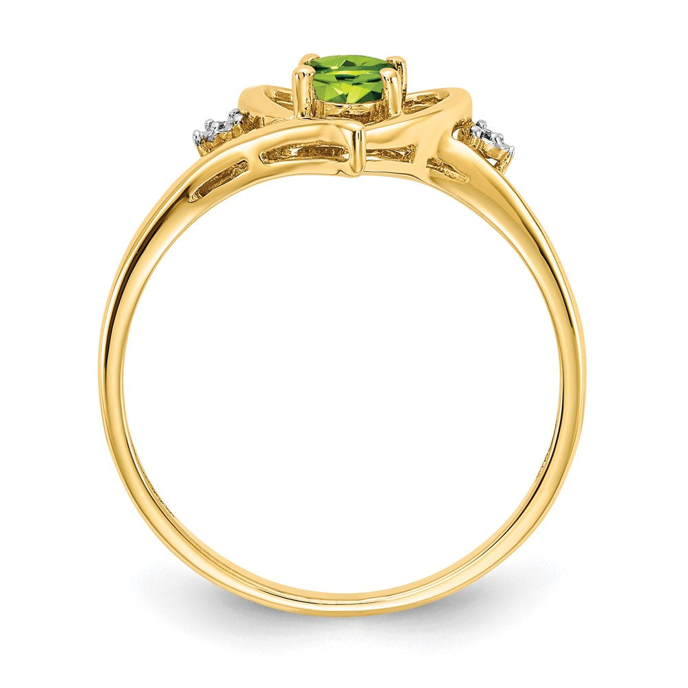 6x4 Oval August/Peridot and Diamond Heart Ring - WBC