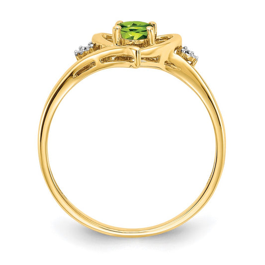 6x4 Oval August/Peridot and Diamond Heart Ring - WBC
