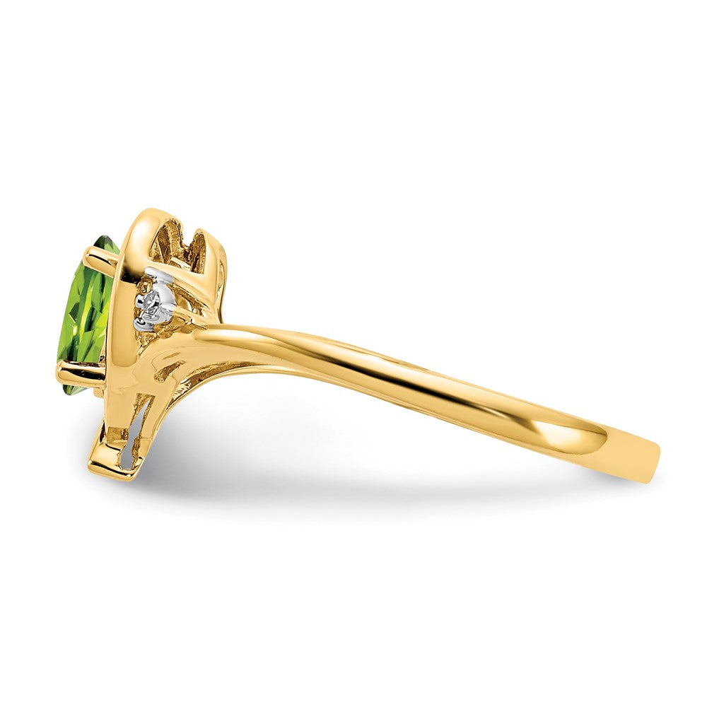 6x4 Oval August/Peridot and Diamond Heart Ring - WBC