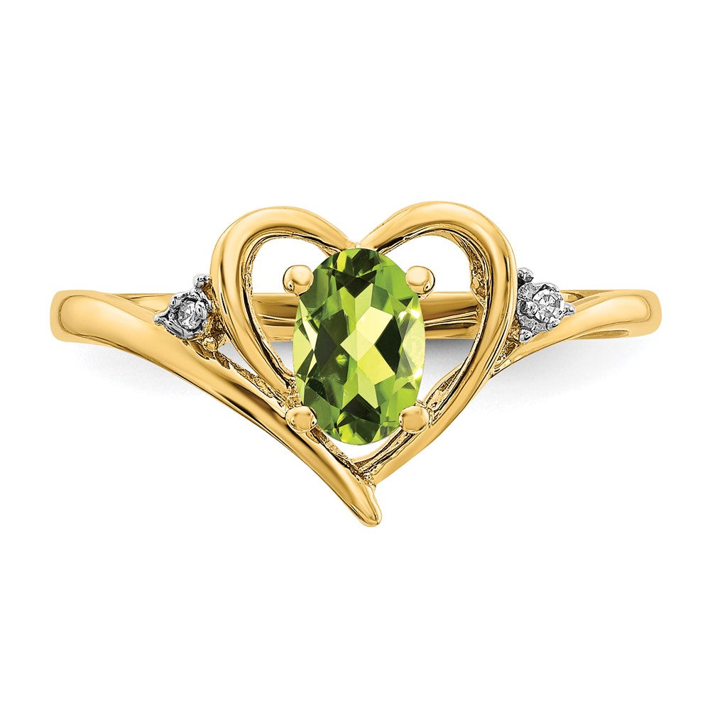 6x4 Oval August/Peridot and Diamond Heart Ring - WBC