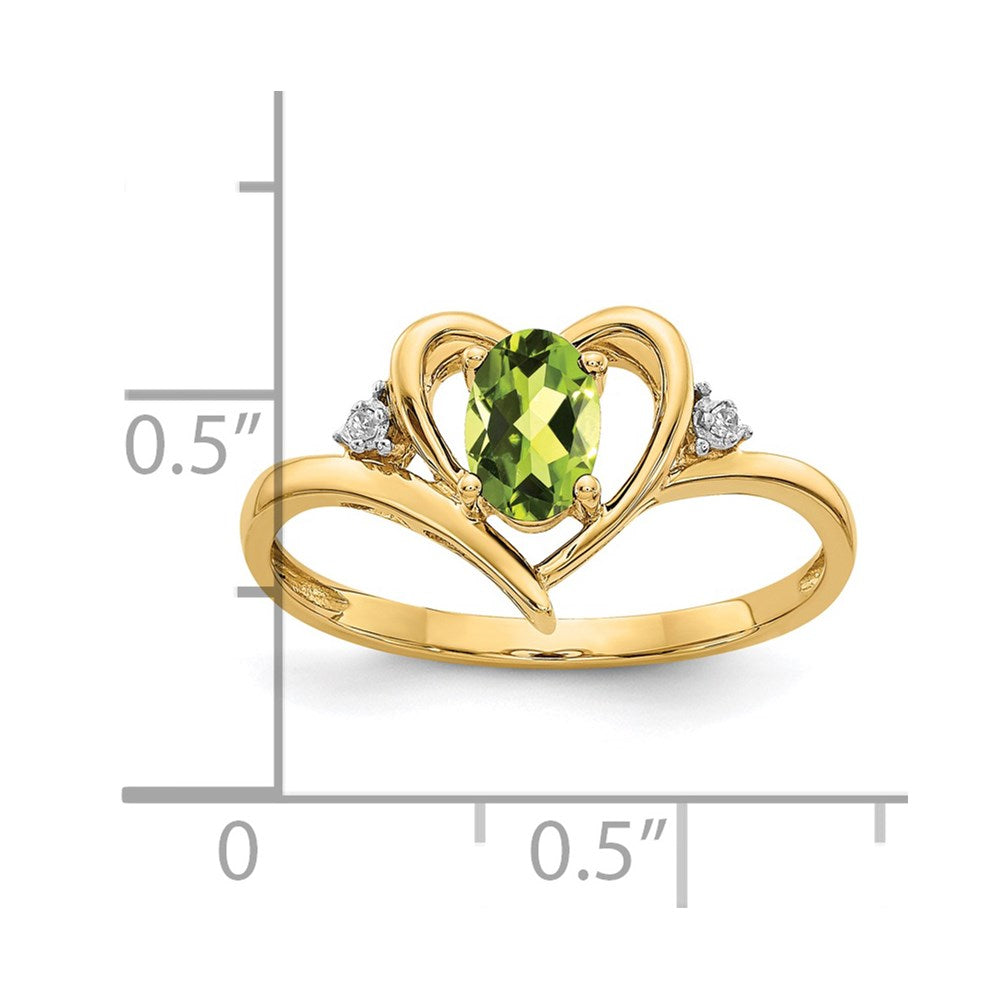 6x4 Oval August/Peridot and Diamond Heart Ring - WBC