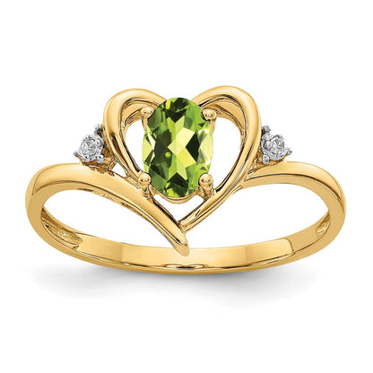 6x4 Oval August/Peridot and Diamond Heart Ring - WBC