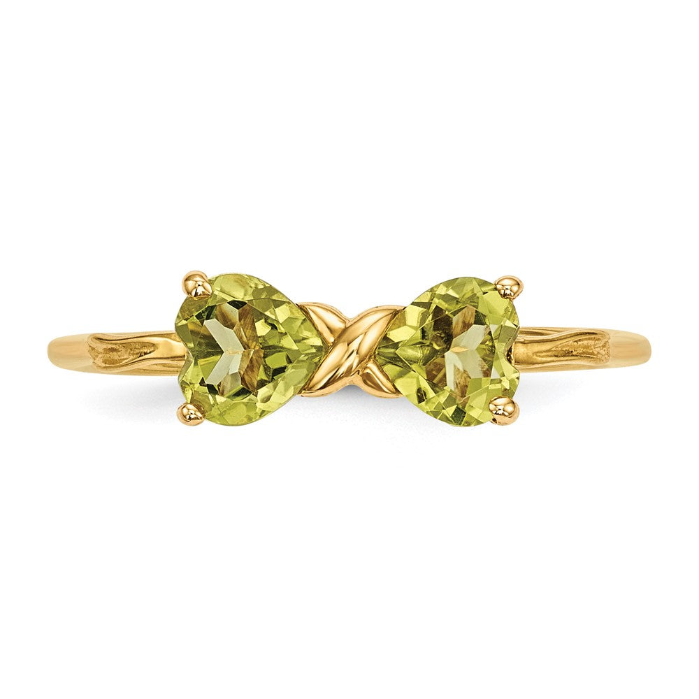 Polished August/Peridot Bow Ring - WBC