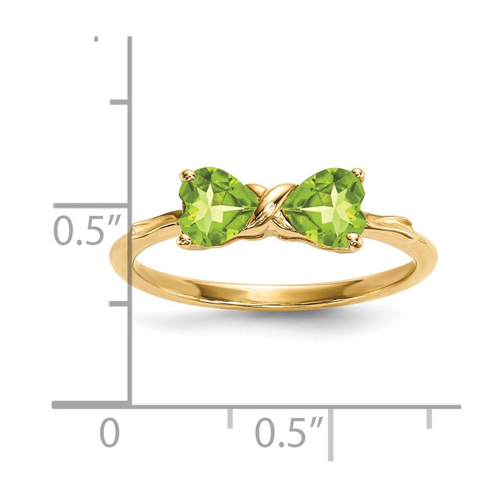 Polished August/Peridot Bow Ring - WBC