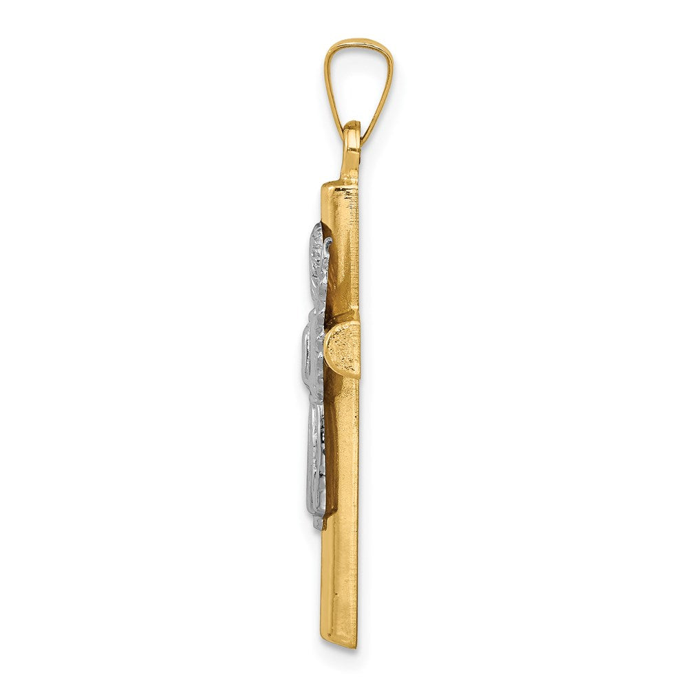 Two-Tone Angel and Cross Pendant - WBC