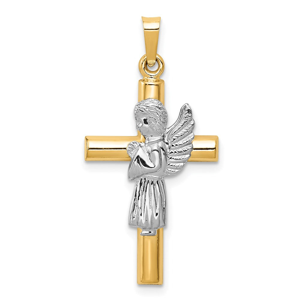 Two-Tone Angel and Cross Pendant - WBC