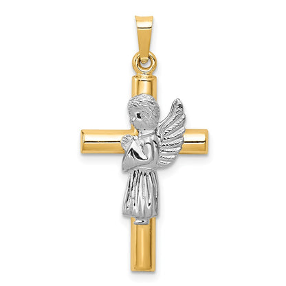 Two-Tone Angel and Cross Pendant - WBC