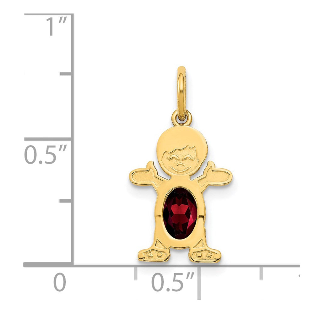 Boy Charm 6x4 Oval Genuine Garnet-January - WBC