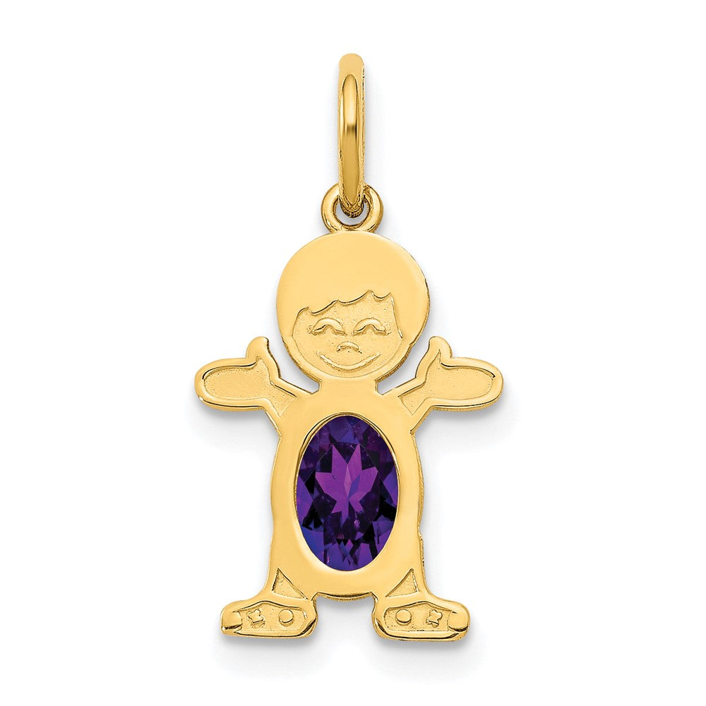 Boy Charm 6x4 Oval Genuine Amethyst-February - WBC