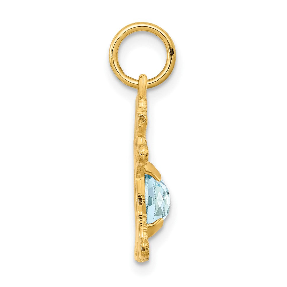 Girl Charm 6x4 Oval Genuine Aquamarine-March - WBC
