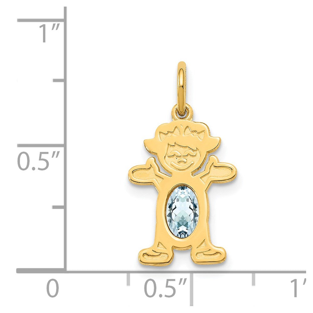 Girl Charm 6x4 Oval Genuine Aquamarine-March - WBC