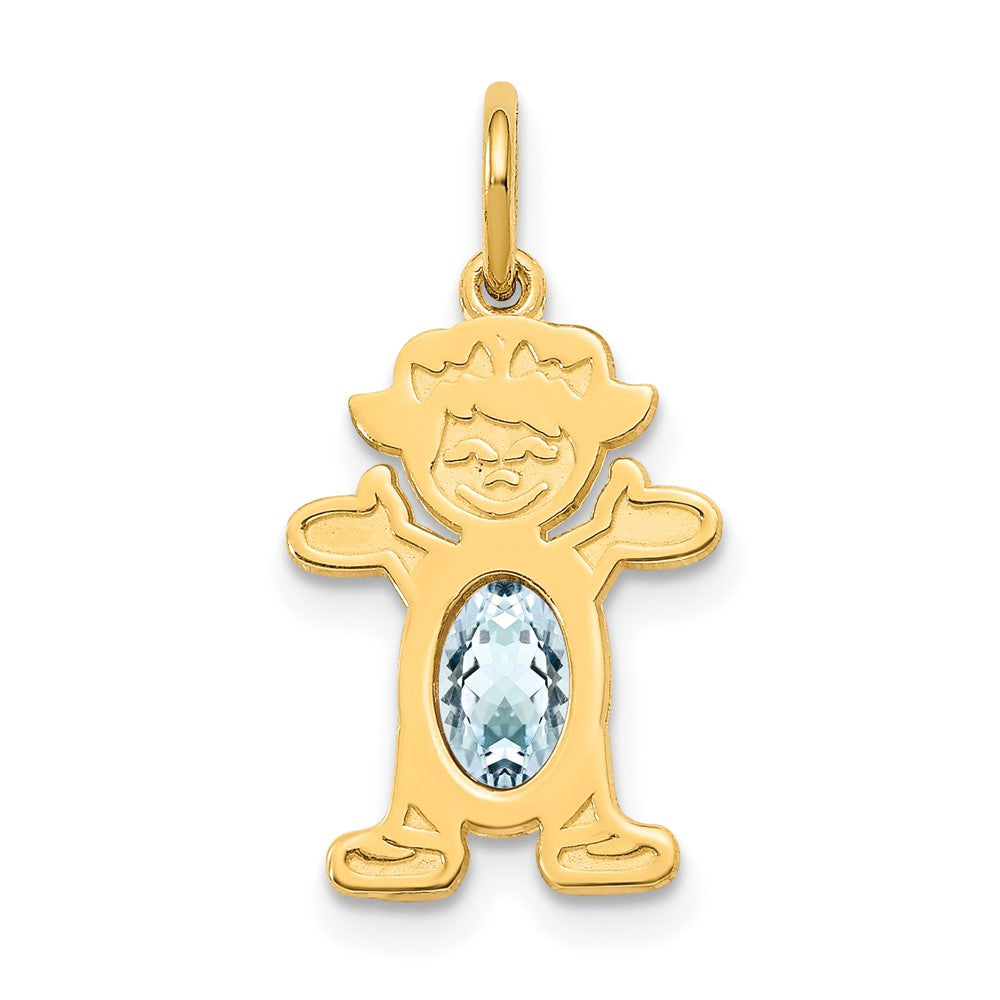 Girl Charm 6x4 Oval Genuine Aquamarine-March - WBC