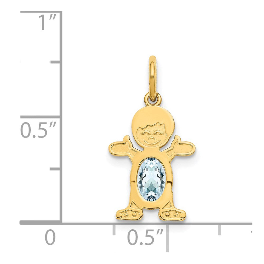 Boy Charm 6x4 Oval Genuine Aquamarine-March - WBC