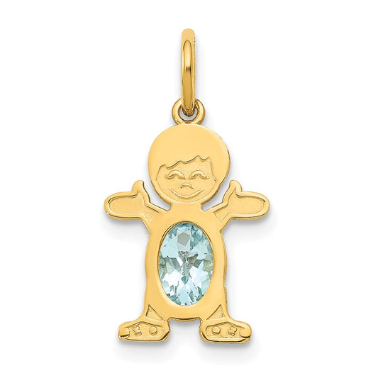 Boy Charm 6x4 Oval Genuine Aquamarine-March - WBC