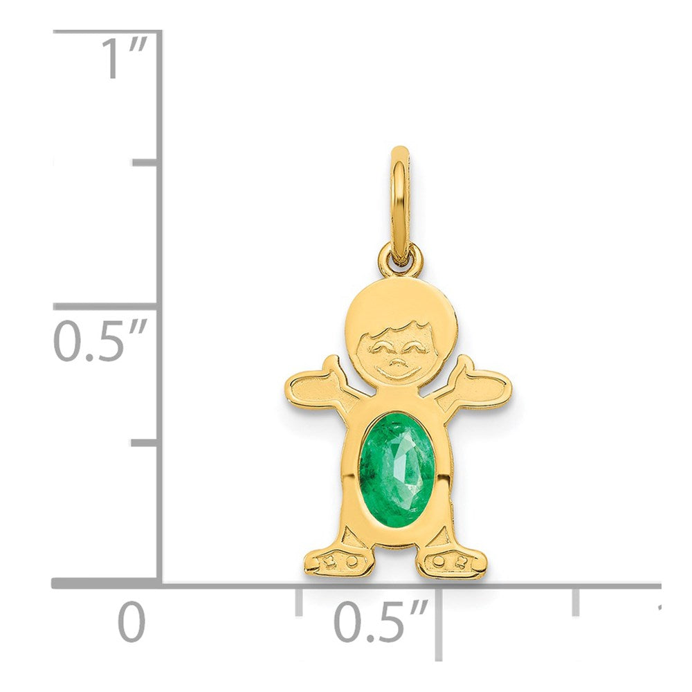 Boy Charm 6x4 Oval Genuine Emerald-May - WBC