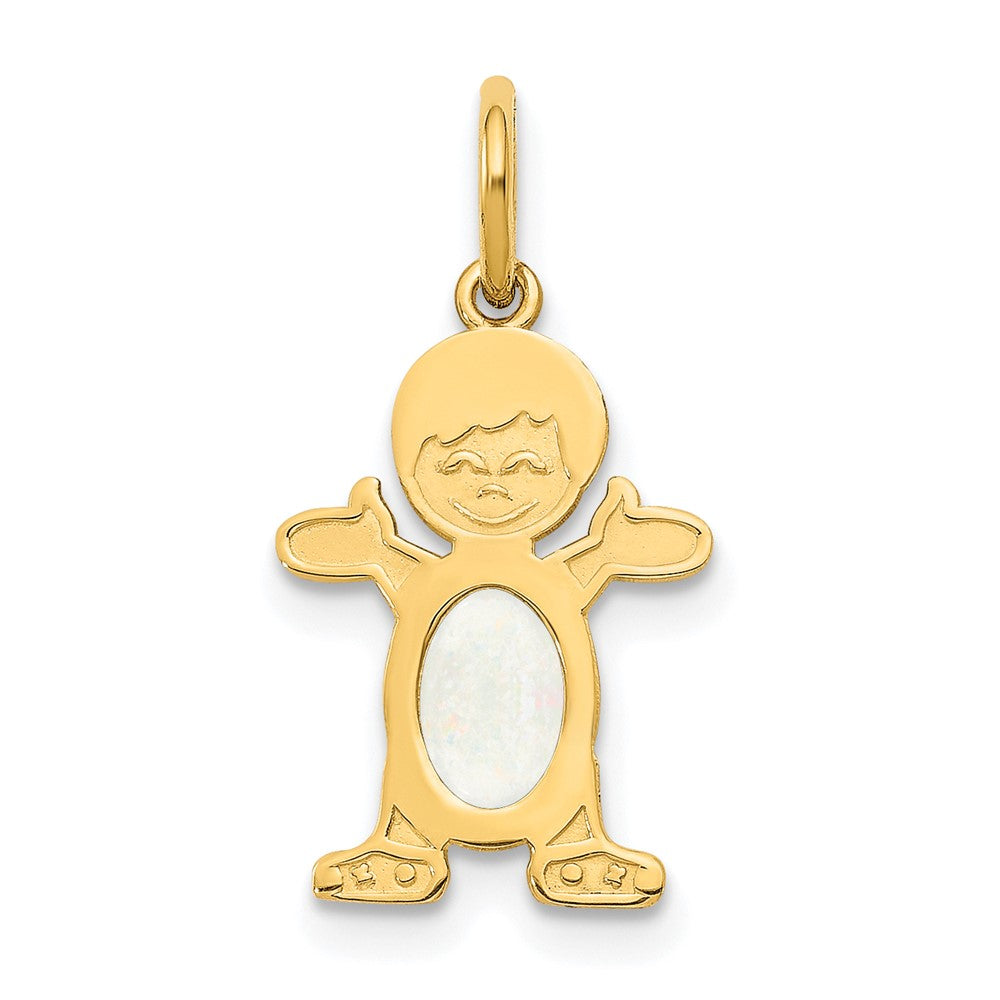 Boy Charm 6x4 Oval Genuine Opal-October - WBC