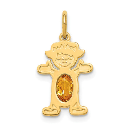 Girl Charm 6x4 Oval Genuine Citrine-November - WBC