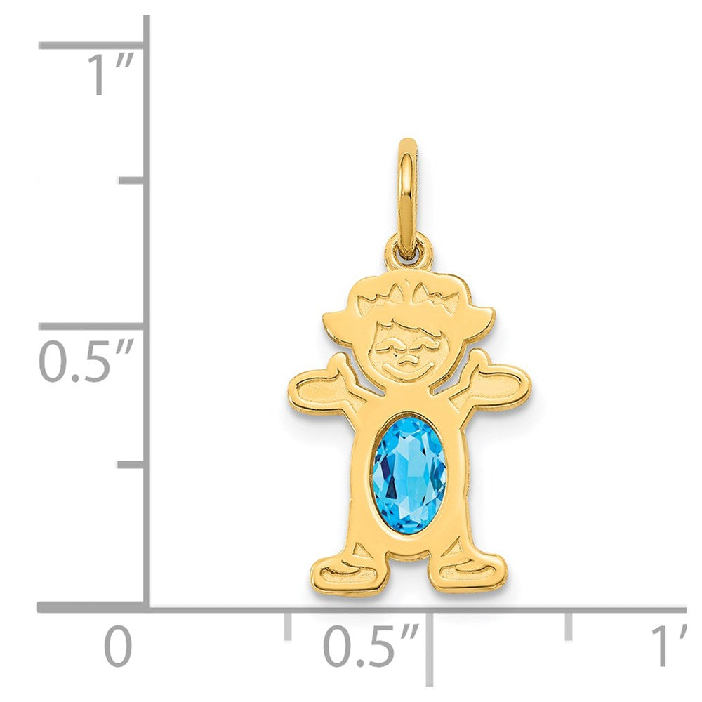 Girl Charm 6x4 Oval Genuine Blue Topaz-December - WBC