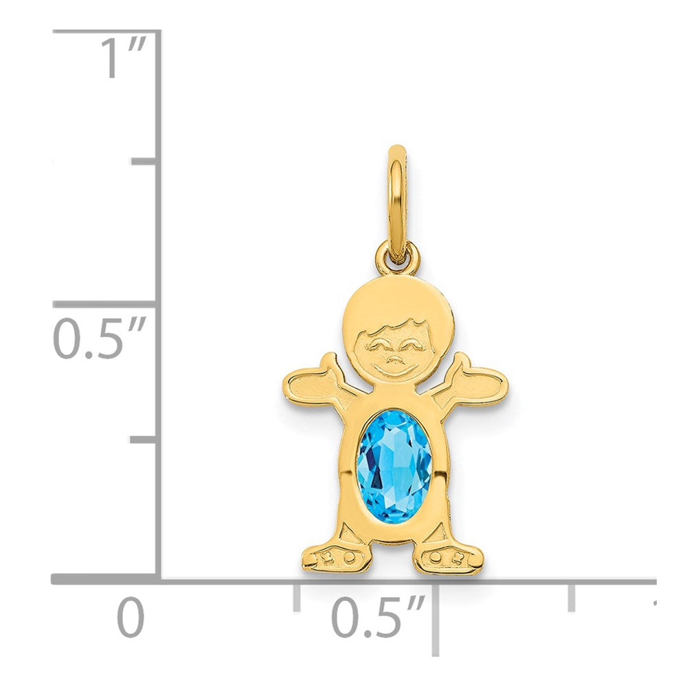 Boy Charm 6x4 Oval Genuine Blue Topaz-December - WBC