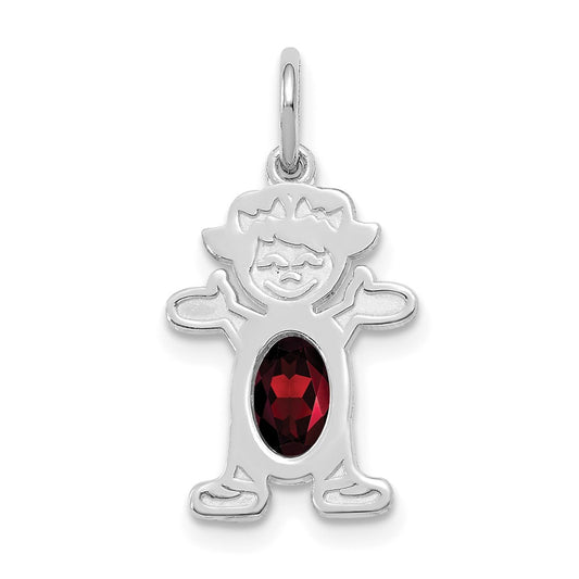 Girl Charm 6x4 Oval Genuine Garnet-January - WBC