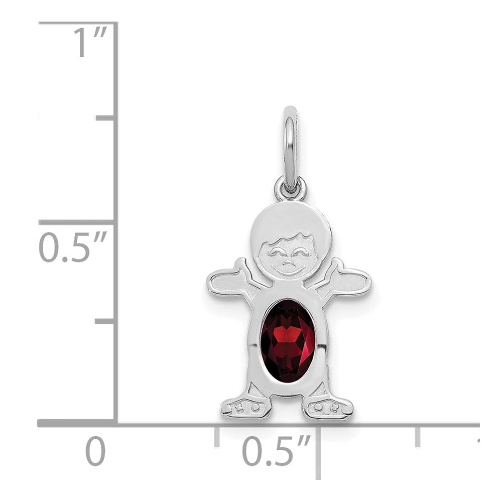 Boy Charm 6x4 Oval Genuine Garnet-January - WBC