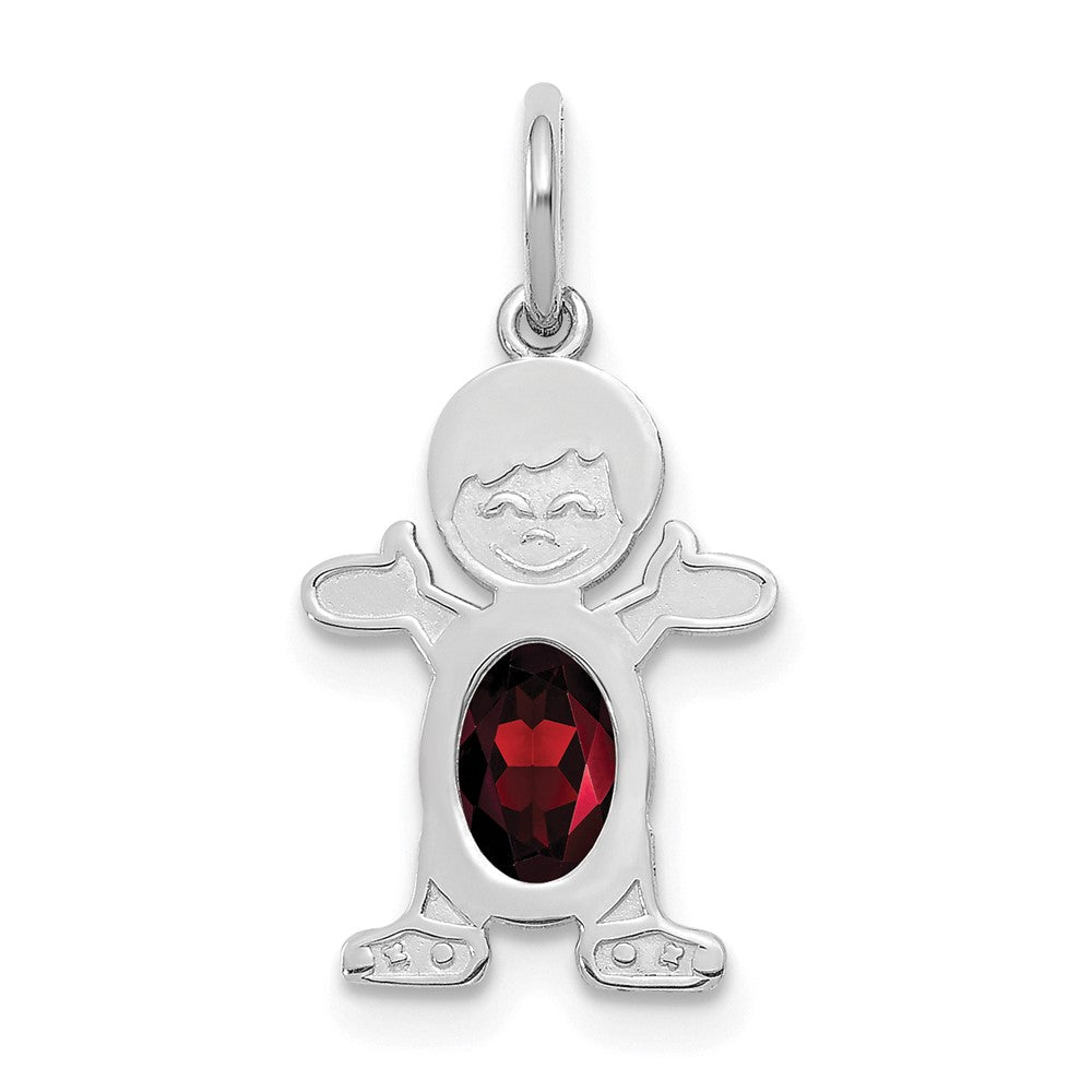 Boy Charm 6x4 Oval Genuine Garnet-January - WBC