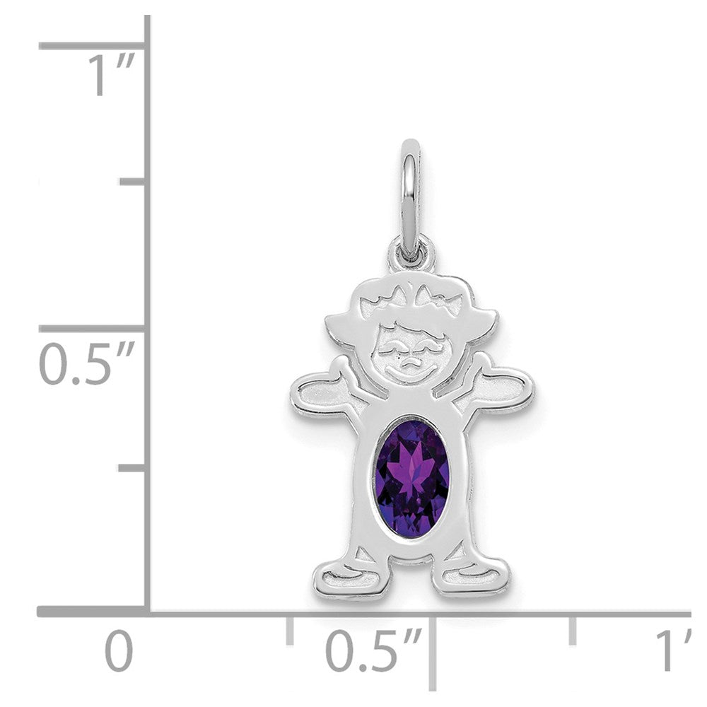Girl Charm 6x4 Oval Genuine Amethyst-February - WBC