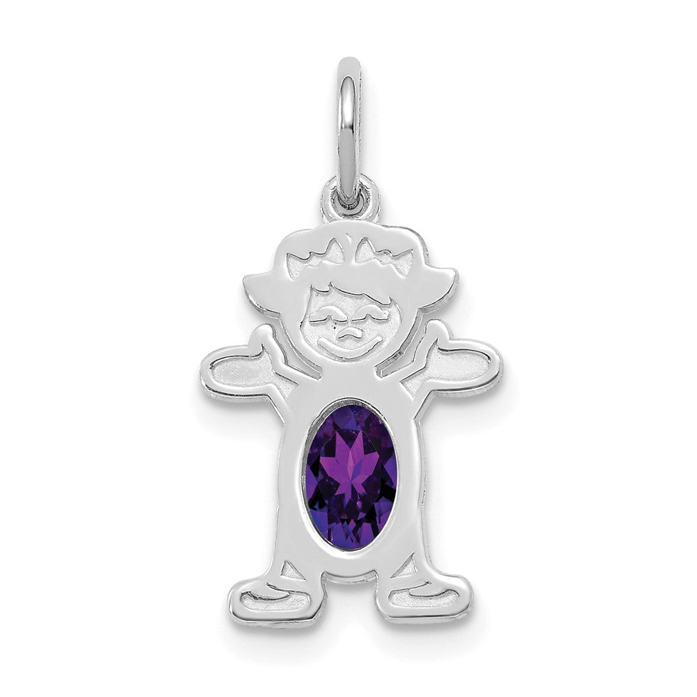 Girl Charm 6x4 Oval Genuine Amethyst-February - WBC