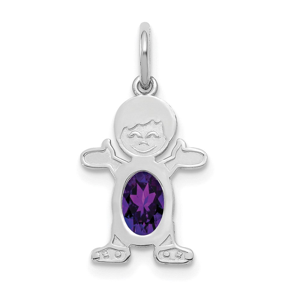 Boy Charm 6x4 Oval Genuine Amethyst-February - WBC