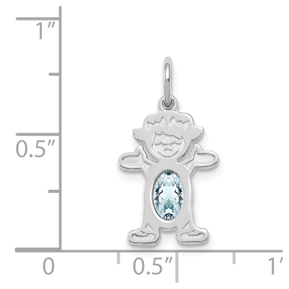 Girl Charm 6x4 Oval Genuine Aquamarine-March - WBC